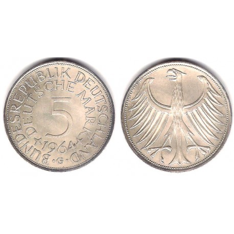 (112.1) Alemania. 1964(G). 5 Mark (SC) (Plata)