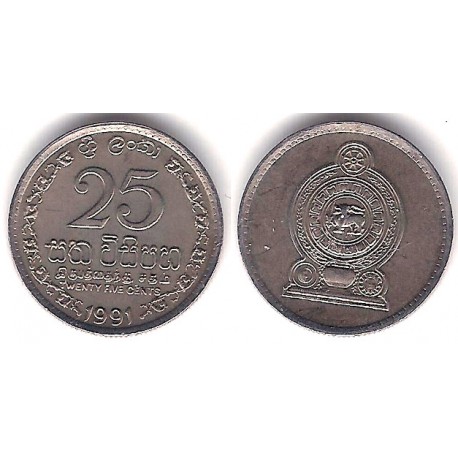 (141.2) Sri Lanka. 1991. 25 Cents (SC)