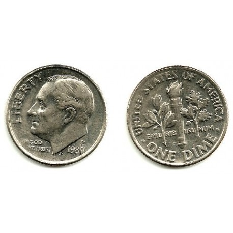 (195a) Estados Unidos de América. 1989(P). 1 Dime (SC)