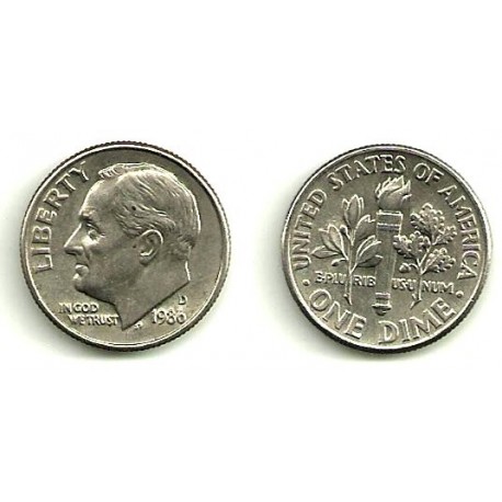 Estados Unidos de América. 1986(D). 1 Dime (MBC)