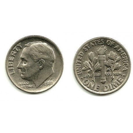 (195a) Estados Unidos de América. 1981(P). 1 Dime (EBC)