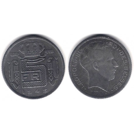 (129.1) Bélgica. 1945. 5 Francs (MBC+)