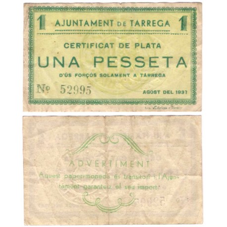 Tàrrega. 1937. 1 Peseta (BC+)