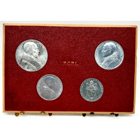 Ciudad del Vaticano. 1950. Colección de 4 Monedas (SC) Blister Original