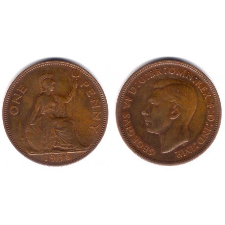 (845) Gran Bretaña. 1938. 1 Penny (BC+)