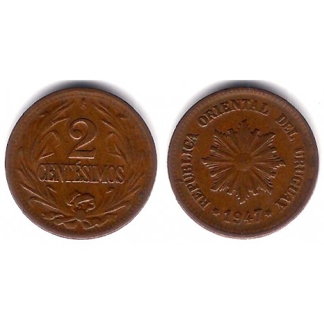 (20a) Uruguay. 1947. 2 Centesimos (MBC)