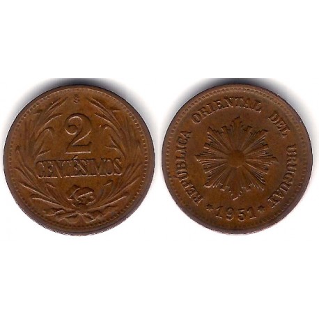 (20a) Uruguay. 1951. 2 Centesimos (EBC)