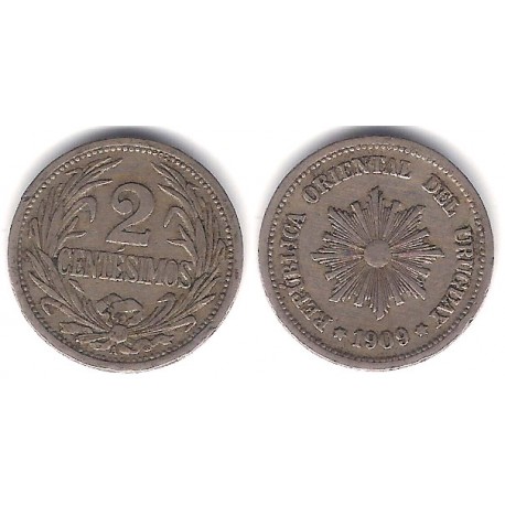 (20) Uruguay. 1909. 2 Centesimos (BC+)
