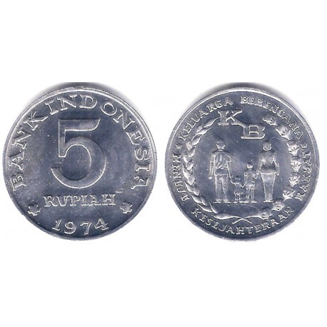(37) Indonesia. 1974. 5 Rupiah (SC)