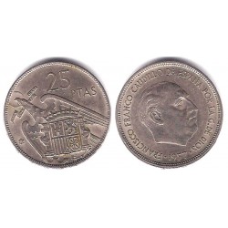 Estado Español. 1957*(65). 25 Pesetas (BC+)