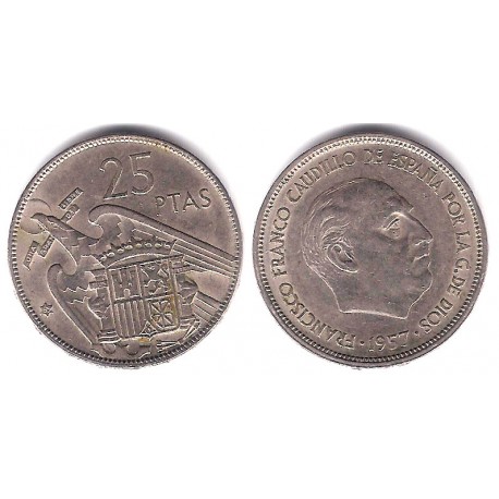 Estado Español. 1957*(65). 25 Pesetas (BC+)