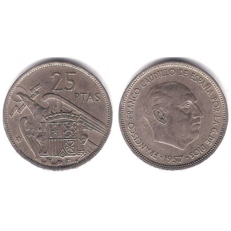 Estado Español. 1957*(68). 25 Pesetas (BC+/BC)