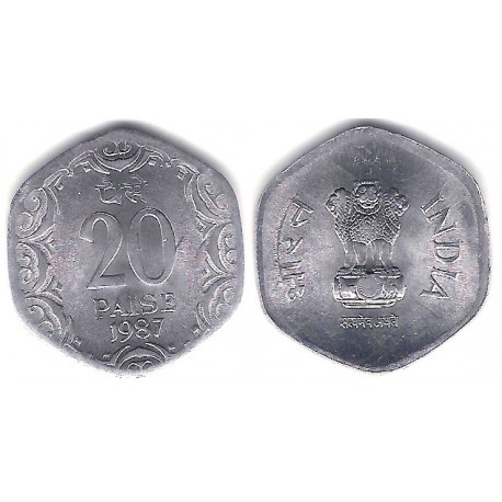 (44) India. 1987. 20 Paise (EBC)
