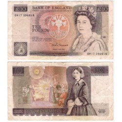 (379c) Gran Bretaña. 1975-92. 10 Pounds (BC+) Mancha y Pequeño agujero