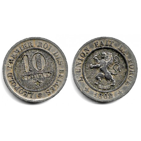 (22) Bélgica. 1862. 10 Centimes (MBC/MBC-)