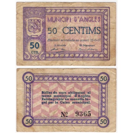 Anglès. 1937. 50 Céntimos (BC+)