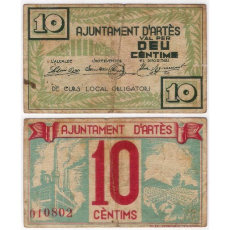 Artés. 1937. 10 Céntimos (BC/BC+)