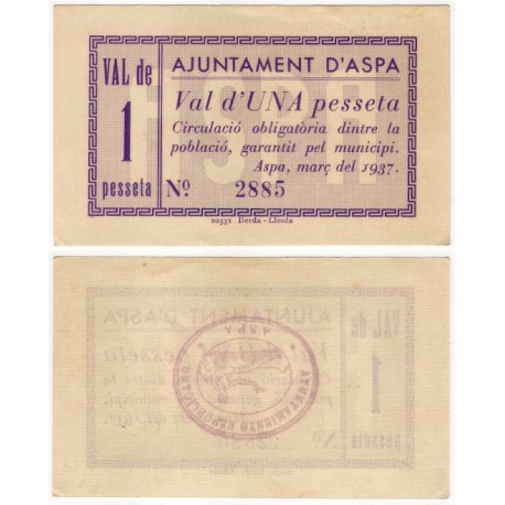 Aspa. 1937. 1 Peseta (SC)