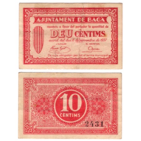 Bagà. 1937. 10 Céntimos (MBC)