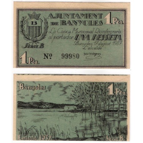 Banyoles. 1937. 1 Peseta (EBC+)