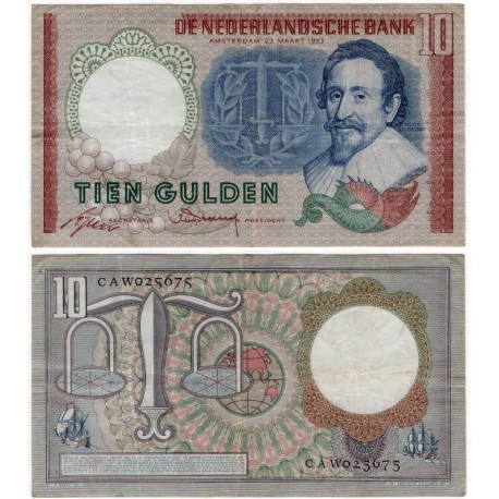 (85) Países Bajos. 1953. 10 Gulden (MBC/MBC-)