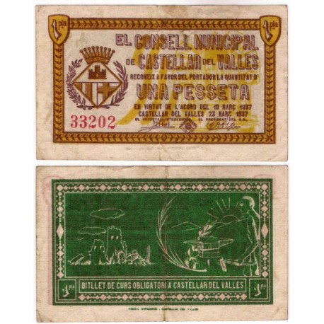 Castellar del Vallés. 1937. 1 Peseta (MBC)