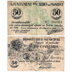 Caldes de Montbui. 1937. 50 Céntimos (BC+)