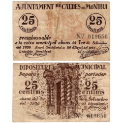 Caldes de Montbui. 1937. 25 Céntimos (BC+/MBC-)