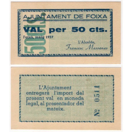 Foixà. 1937. 50 Céntimos (SC)