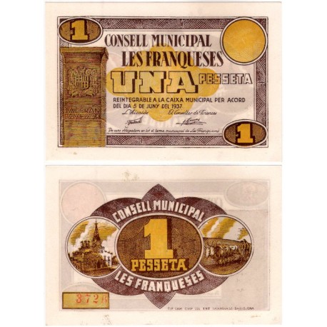 Les Franqueses. 1937. 1 Peseta (EBC+)