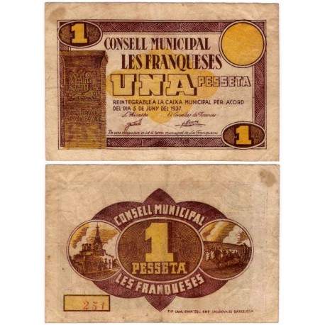 Les Franqueses. 1937. 1 Peseta (MBC/MBC-)