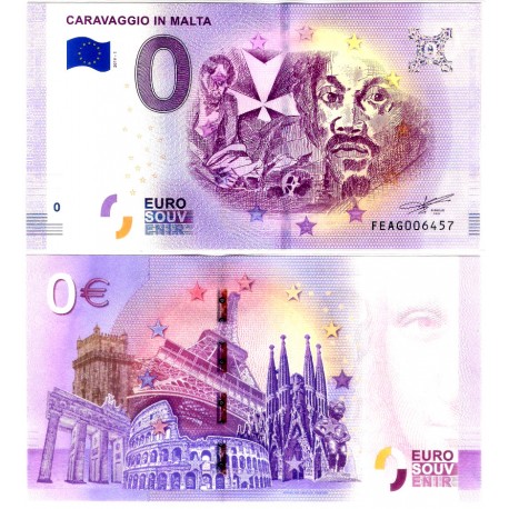 Billete Souvenir de 0 Euro (SC) Caravaggio en Malta