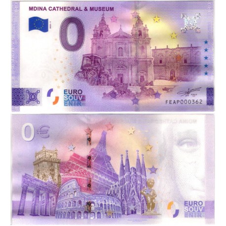 Billete Souvenir de 0 Euro (SC) Mdina Cathedral & Museum