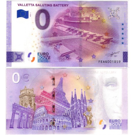Billete Souvenir de 0 Euro (SC) Valletta Saluting Battery