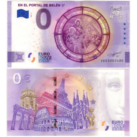 Billete Souvenir de 0 Euro (SC) En el portal de Belén II
