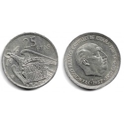 Estado Español. 1957*(66). 25 Pesetas (MBC/MBC+)