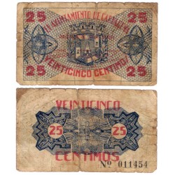 Cartagena. 1937. 25 Céntimos (BC-) Roturas