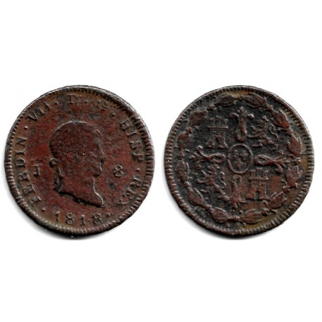 Fernando VII. 1818. 8 Maravedi (BC/BC-) Ceca de Jubia