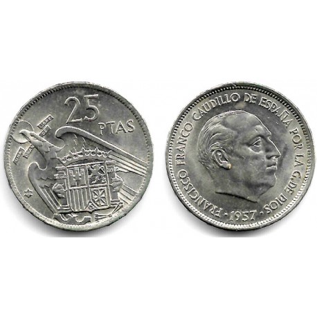 Estado Español. 1957*(69). 25 Pesetas (MBC+)