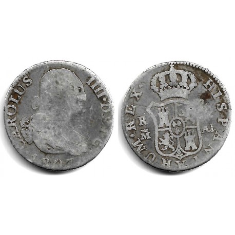 Carlos IV. 1807. 2 Reales (BC/BC-) (Plata) Ceca de Madrid AI
