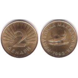 (3) Macedonia. 1993. 2 Denari (SC-)