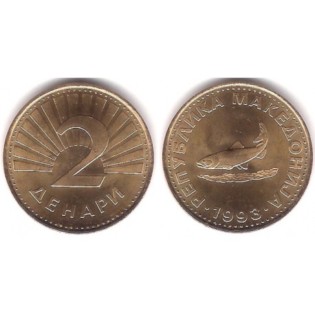 (3) Macedonia. 1993. 2 Denari (SC-)