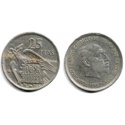 Estado Español. 1957*(70). 25 Pesetas (BC+)
