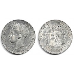 Alfonso XIII. 1896*(18-96). 1 Peseta (EBC) (Plata) Ceca de Madrid PG-V