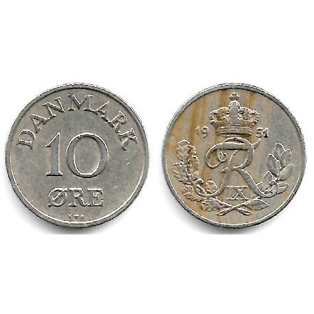 (841.1) Dinamarca. 1951. 10 Ore (MBC)
