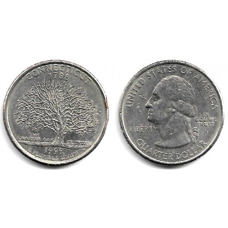 (297) Estados Unidos de América. 1999(P). Quarter Dollar (MBC) Connecticut