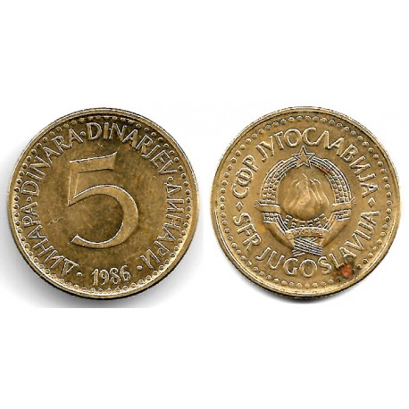 (88) Yugoslavia. 1986. 5 Dinara (MBC-) Mancha de Óxido