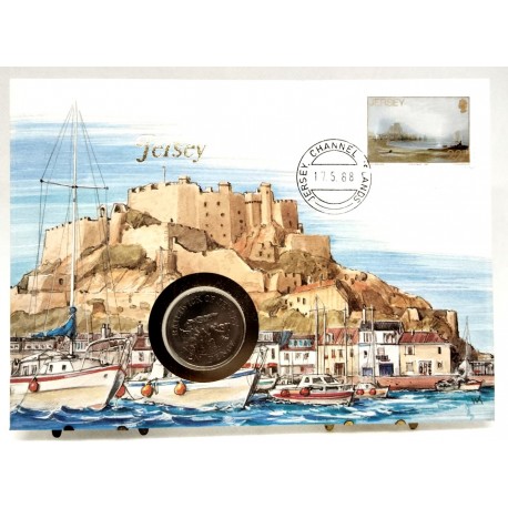 Jersey. 1988. Sobre Conmemorativo con Sello y Moneda (Nuevo)