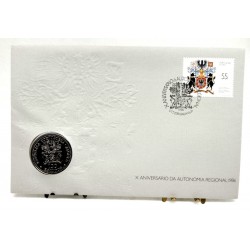 Portugal. 1986. Sobre Conmemorativo con Sello y Moneda (Nuevo) Azores