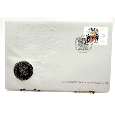 Portugal. 1986. Sobre Conmemorativo con Sello y Moneda (Nuevo) Azores